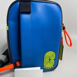 Coach L Edge Pack Neon Pop Blue Leather NWT, C5339